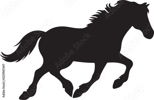 horse silhouette isolated on white, different Dynamic Equine icons silhouette vector style with white background