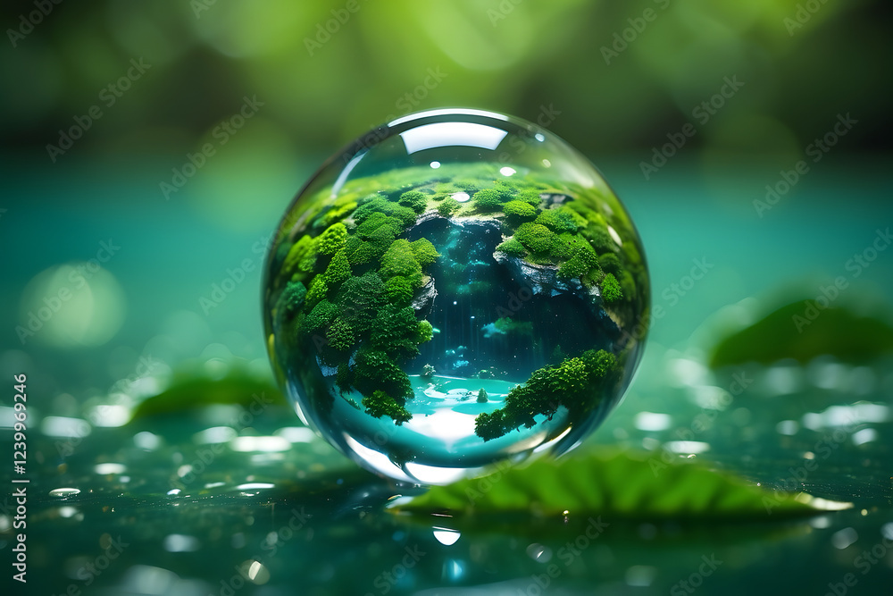 Creative image of blue earth inside the water drop, symbolizing the fragility and beauty of a healthy planet. Creative image of blue earth inside the water drop, symbolizing the fragility and beauty of a healthy planet.