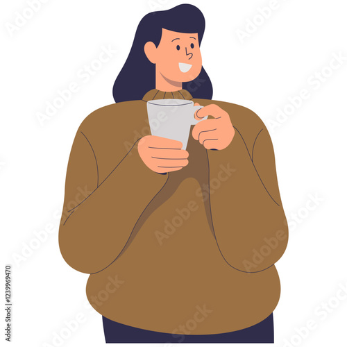 People Holding Hot Drink. Vector Illustration in Cartoon Design.