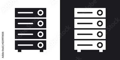 Server thin line and fill vector icons set