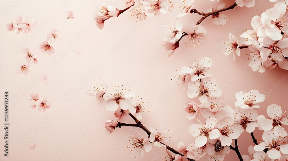 Fototapeta premium pink blossom branches delicate spring flowers background