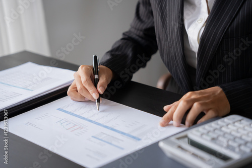 Auditor or internal revenue service staff, Business men checking annual financial statements of company. Audit Concept. photo