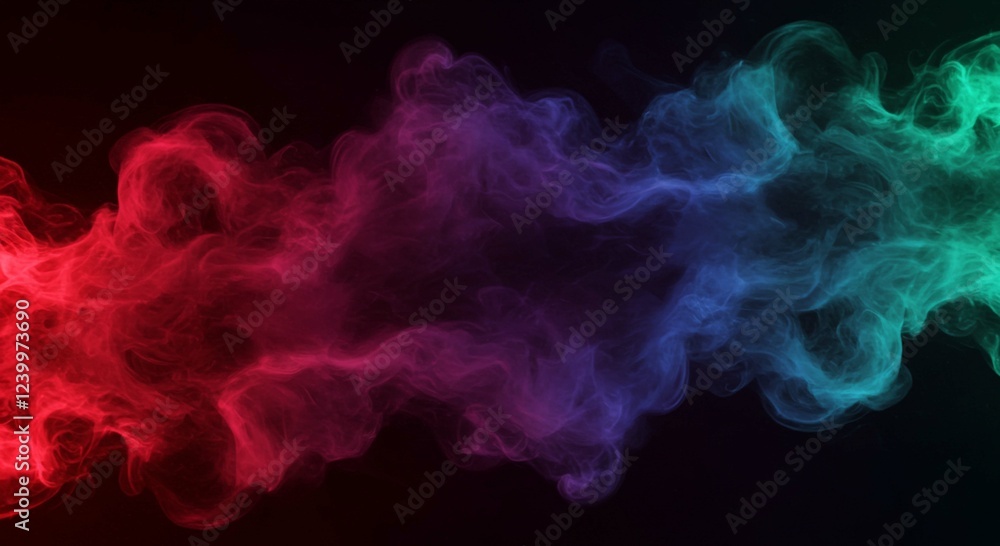 Fototapeta premium Abstract Colorful Smoke Background Red Blue and Teal Swirls on Black