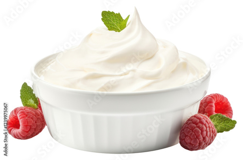 PNG Mascarpone raspberry dessert cream. photo