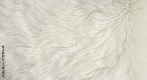 Luxurious Soft White Faux Fur Texture Fluffy Fabric Background Elegant Shaggy Textile