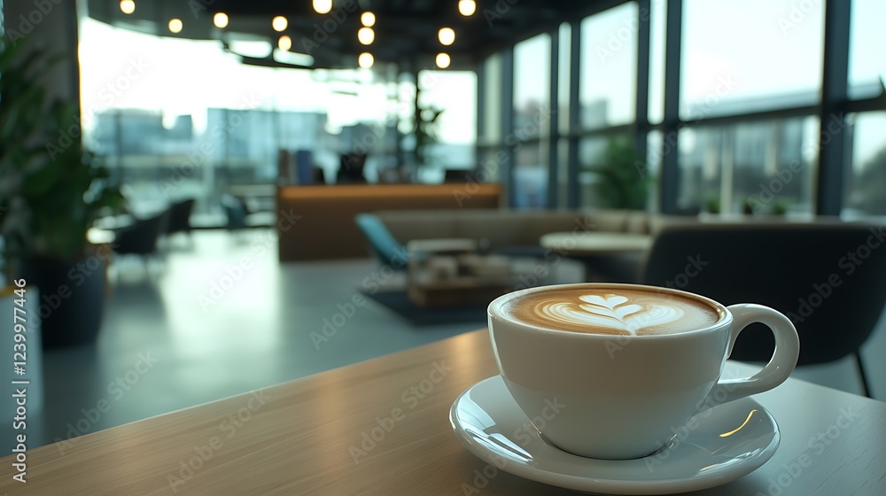 Aromatic Latte in Modern Cafe