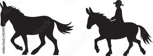 horse and foal, Dynamic Equine icons silhouette vector style