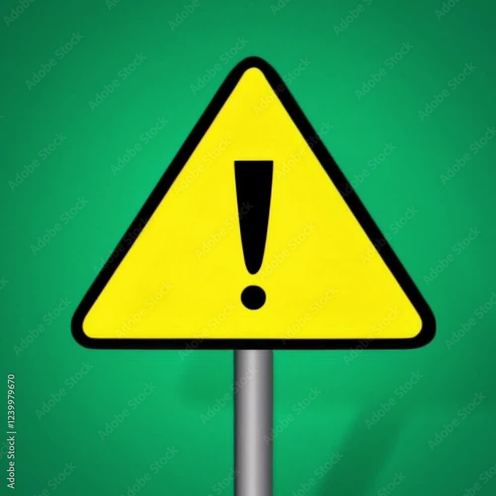 Close up cautioun sign on green screen background Close up cautioun sign on green screen background
