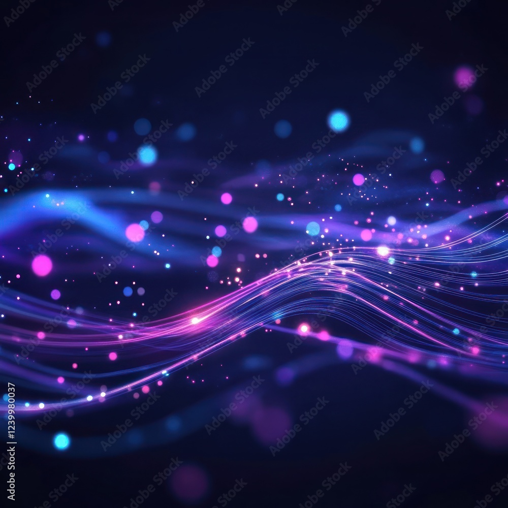 Fototapeta premium Abstract glowing lines on dark backdrop, bokeh effects, ideal for tech, sci-fi, or modern themes