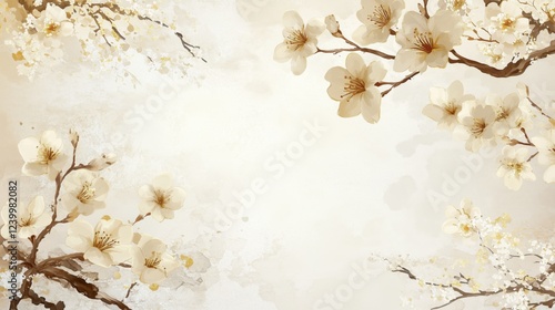 Watercolor flowers pattern japanese cherry blossom background wallpaper