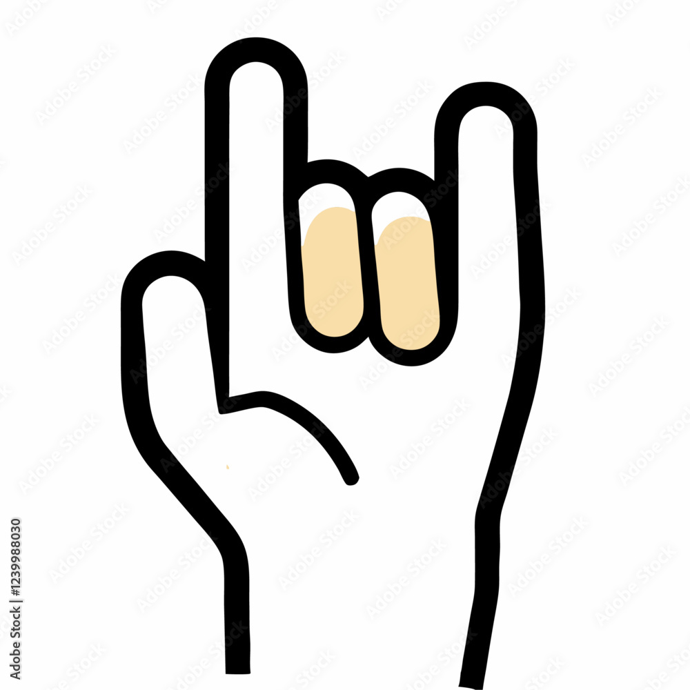 Obraz premium Hand gestures rock u icon Outline Hand gestures rock vector illustration (2)