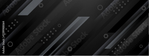 Abstract black and dark grey background with diagonal shapes, perfect for digital presentations, website design, social media graphics, and advertising materials.
