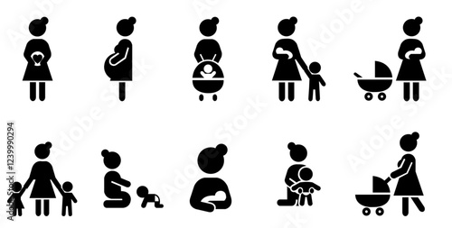 Mother tongue day icons set. editable