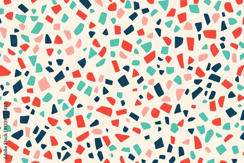Obraz premium playful confetti burst pattern with geometric shapes in coral and mint