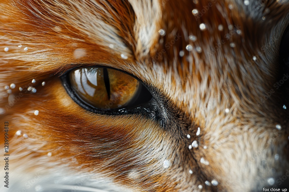 Red Fox Eye Close Up Showing Intricate Fur Detail Red Fox Eye Close Up Showing Intricate Fur Detail
