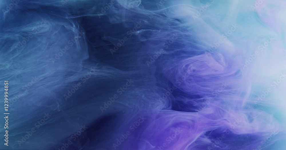 Smoke background. Paint splash. Defocused blue purple color ink water blend shot sparkling glitter haze floating wave abstract cloud with copy space. Smoke background. Paint splash. Defocused blue purple color ink water blend shot sparkling glitter haze floating wave abstract cloud with copy space.