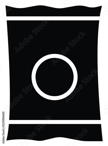 Flate icon of Snack packet outline icon in sleek design, representing packaged food, chips, or snack items with transparent background.
