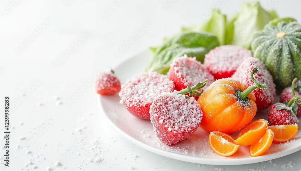 Frozen vegetables on white background table Frozen vegetables on white background table