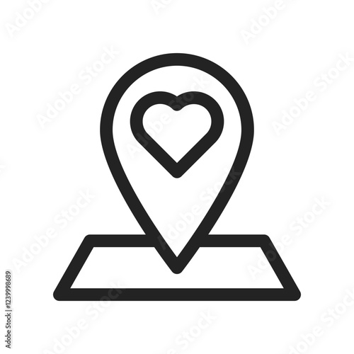 Heart Icon Inside a Location Marker on a Map Symbol