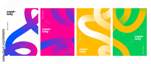 Innovation poster with line concept. Creative layout for trendy cover