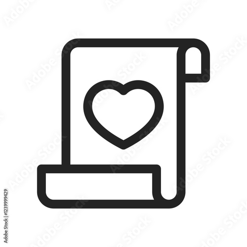 Love Scroll Icon Depicting a Heart Within a Unrolled Document Outline