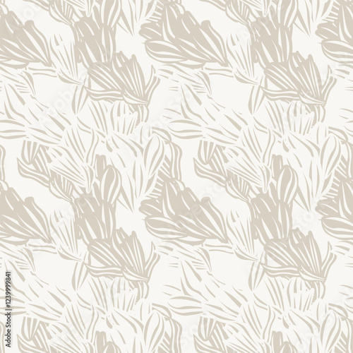 Neutral Colour Botanical Floral Seamless Pattern Design