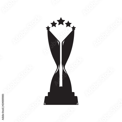 black trophy five star  icon vector design template