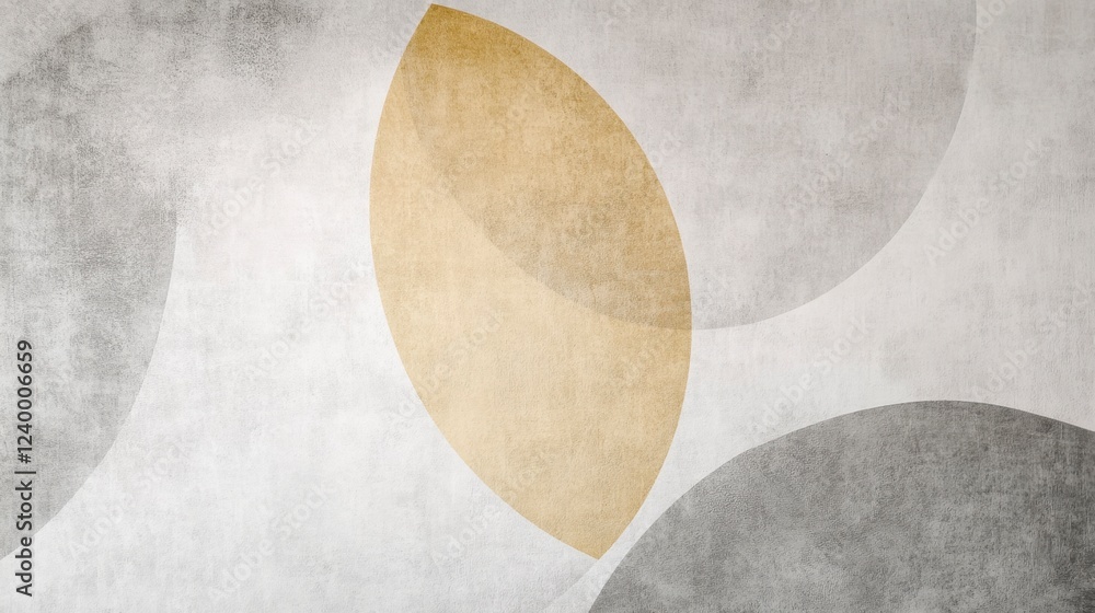 Minimalist abstract with overlapping circles in soft grays and yellows forming a serene composition Minimalist abstract with overlapping circles in soft grays and yellows forming a serene composition