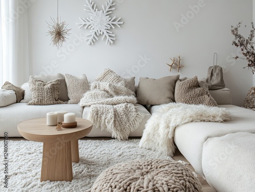 Cozy Neutral Living Room Decor Winter Theme photo