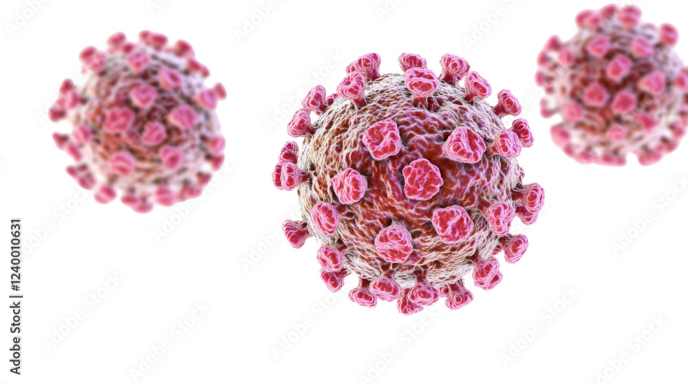 Microscopic view of virus cells floating on transparent background Microscopic view of virus cells floating on transparent background