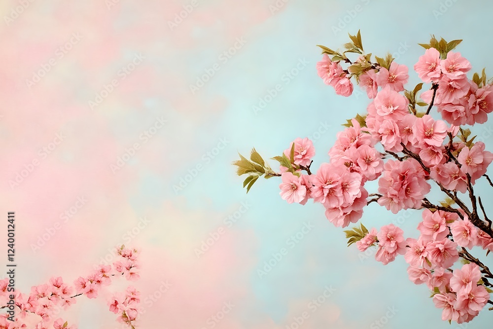 Delicate pink cherry blossoms against a soft, pastel sky. Springtime beauty! Delicate pink cherry blossoms against a soft, pastel sky. Springtime beauty!