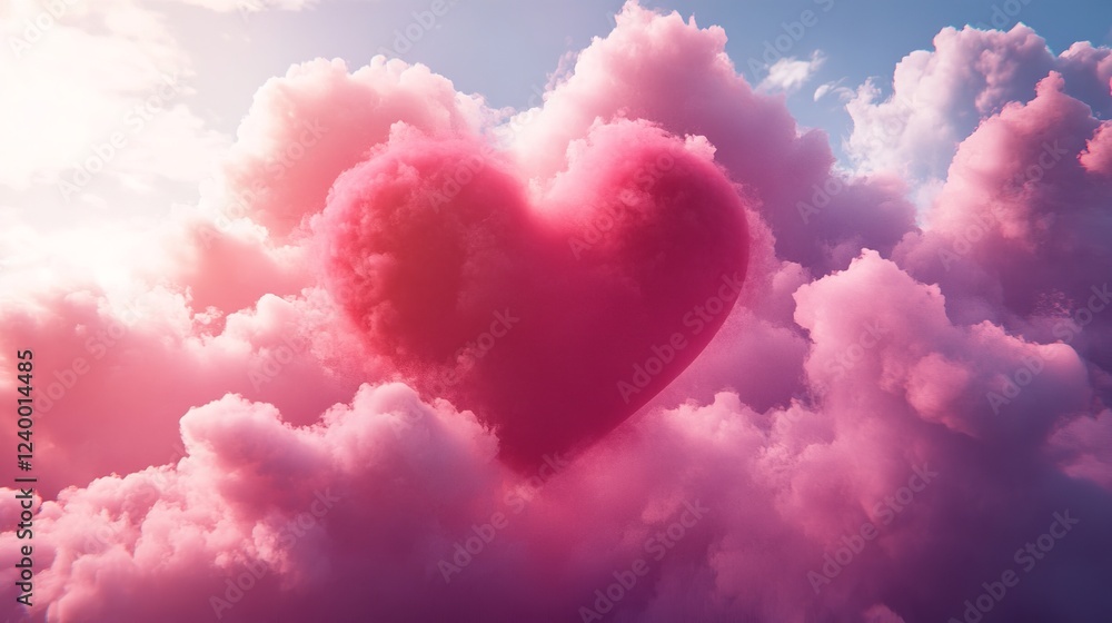 A heart shaped cloud with the words love in itColorful clouds dream scene background natural scener A heart shaped cloud with the words love in itColorful clouds dream scene background natural scener