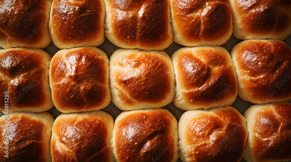 Freshly Baked Soft Dinner Rolls Arranged in Neat Rows Freshly Baked Soft Dinner Rolls Arranged in Neat Rows