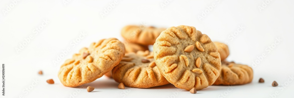 Freshly baked cookies with sunflower seeds arranged appealingly on a light surface Freshly baked cookies with sunflower seeds arranged appealingly on a light surface