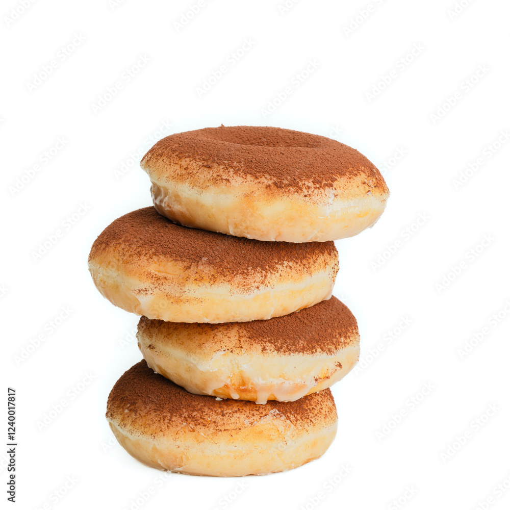 Stack of Chocolate Dusted Glazed Donuts Stack of Chocolate Dusted Glazed Donuts