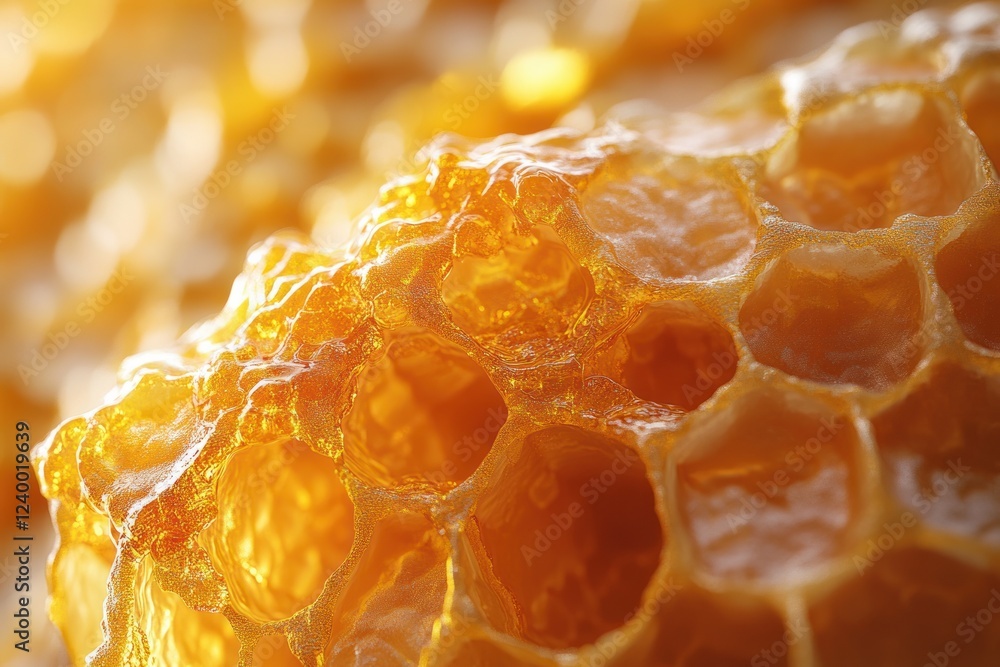 Close-up of Honeycomb Texture with Honey Background Macro Beehive Beeswax Abstract Close-up of Honeycomb Texture with Honey Background Macro Beehive Beeswax Abstract