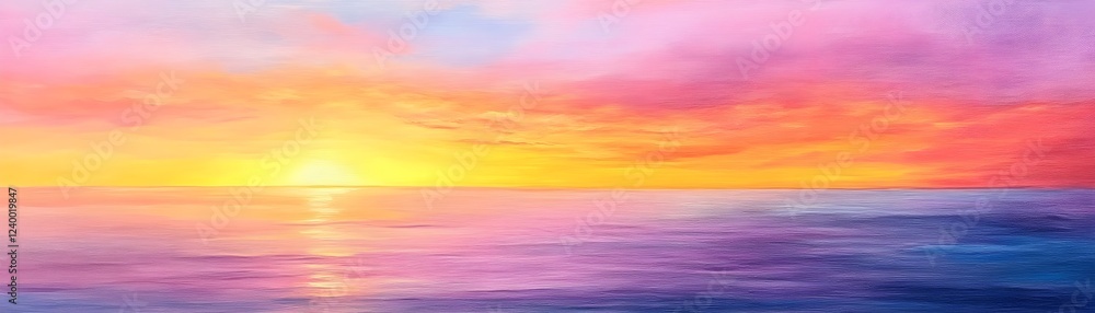 Obraz premium Serene Sunset: Ocean hues ablaze with vibrant colors.