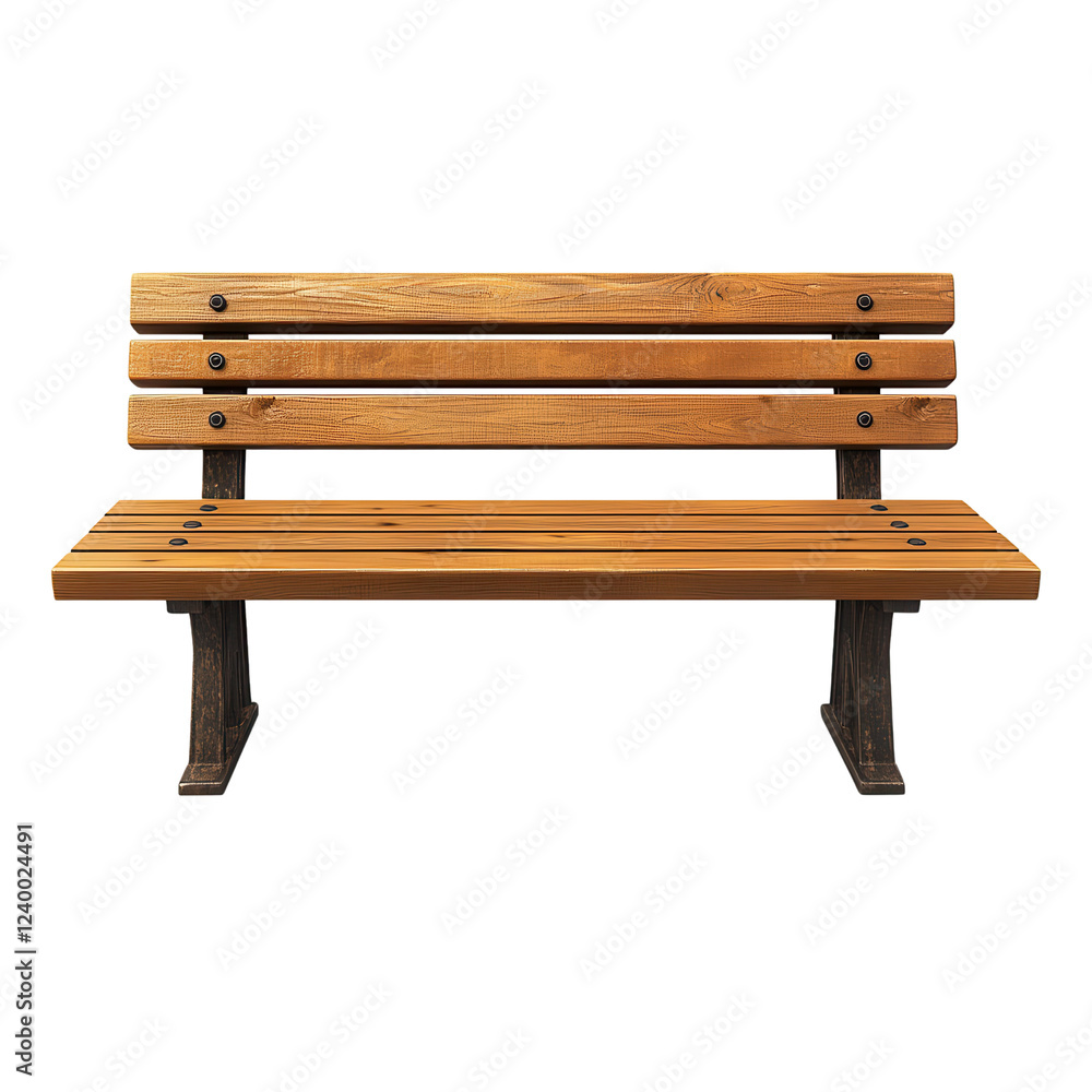 Wooden bench with sturdy design, perfect for outdoor seating Wooden bench with sturdy design, perfect for outdoor seating