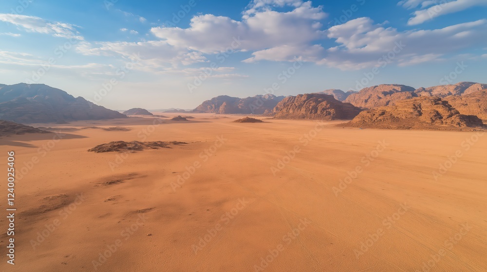 Fototapeta premium Vast Desert Landscape Under A Vibrant Blue Sky