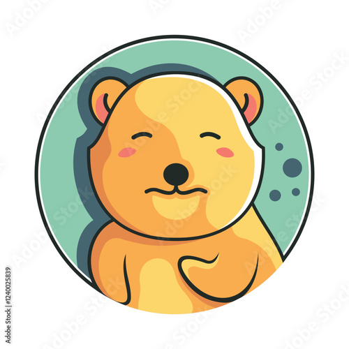 Cute beaver head with shy smile is inside the circle illustration logo design
