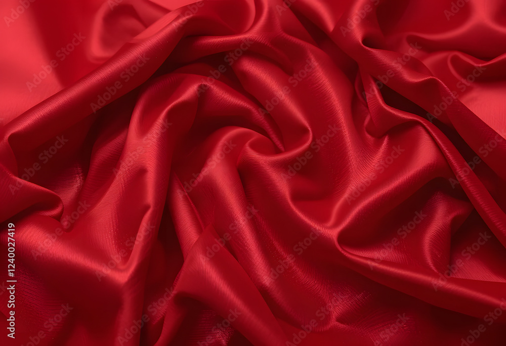 A red fabric with a wave pattern folds and creases material's softness and sheen rich red color texture sophistication of the fabric valentine, romantic A red fabric with a wave pattern folds and creases material's softness and sheen rich red color texture sophistication of the fabric valentine, romantic