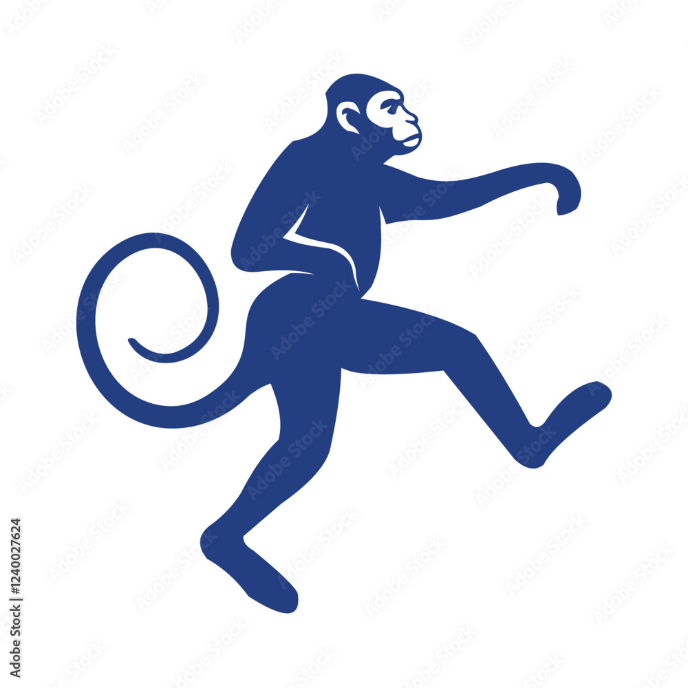 Long tailed monkey dancing illustrator logo design Long tailed monkey dancing illustrator logo design