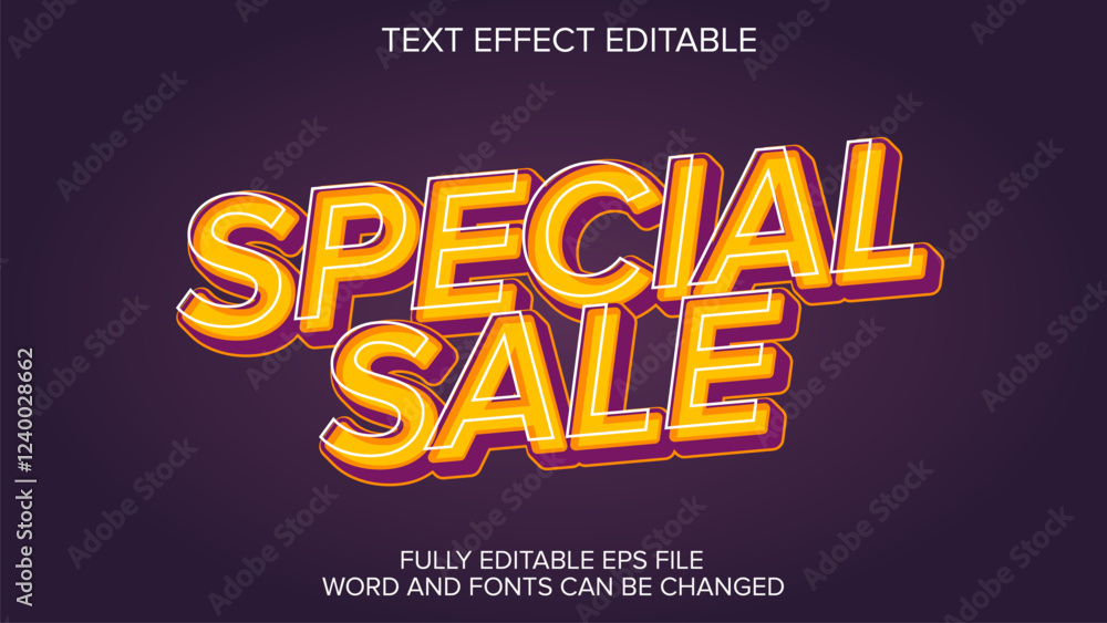 Sale text 3d style editable text effect vector Sale text 3d style editable text effect vector