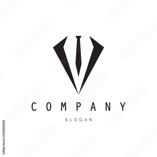 Set of Masculine Tie Tuxedo Suit Gentleman Fashion Tailor Clothes Vintage Classic Logo design.