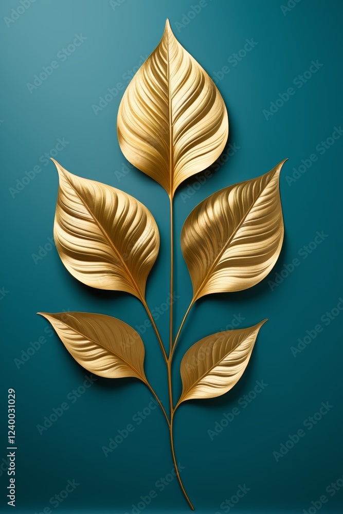 there is a gold leaf on a blue background there is a gold leaf on a blue background