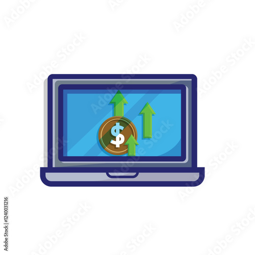 finance icon. financial development vector on white background. rising or strengthening graph. investment, healthy economy. colorful modern design style