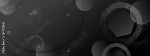 black overlapping shapes on dark gradient abstract background useful for modern presentations, technology designs, and website banners