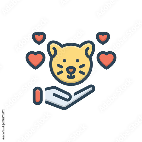 Color illustration icon for pet care