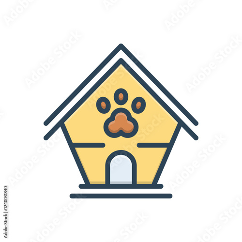 Color illustration icon for pet house