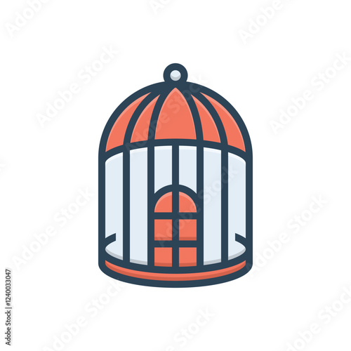 Color illustration icon for bird cage